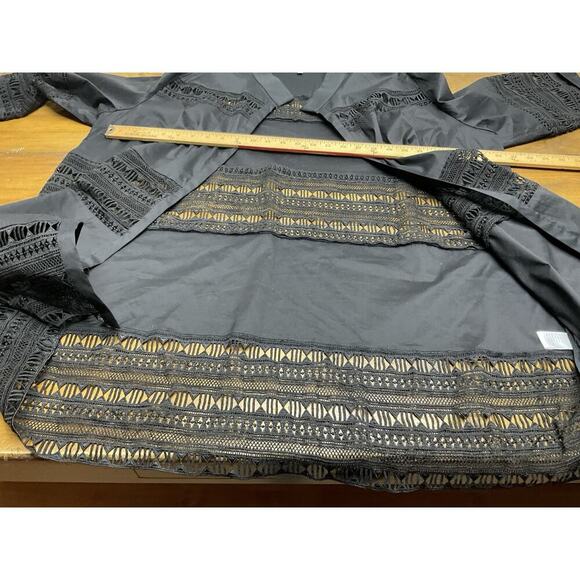 Ming Wang Jacket Womens 1X Black Lace Cardigan Sweater Open Front - Picture 10 of 11